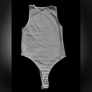 Dynamite Black White Striped Bodysuit